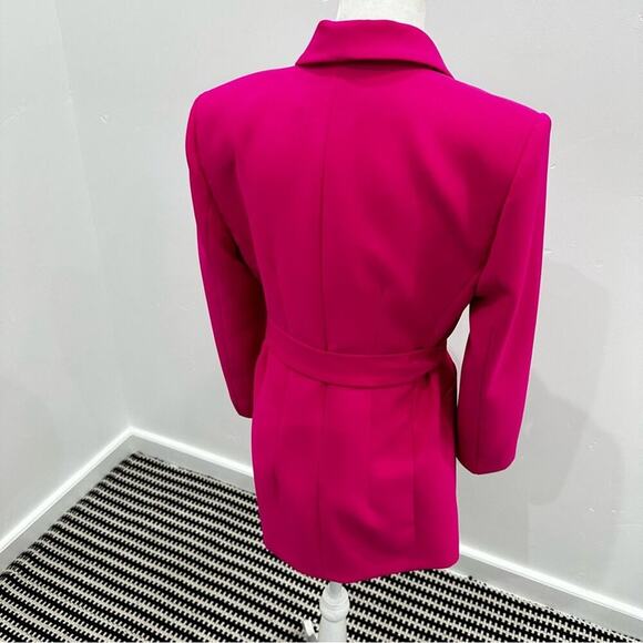 Zara Set Pink Tuxedo Collar Tie Waist Blazer and Flowy Pants. Blogger Fav - Picture 11 of 16